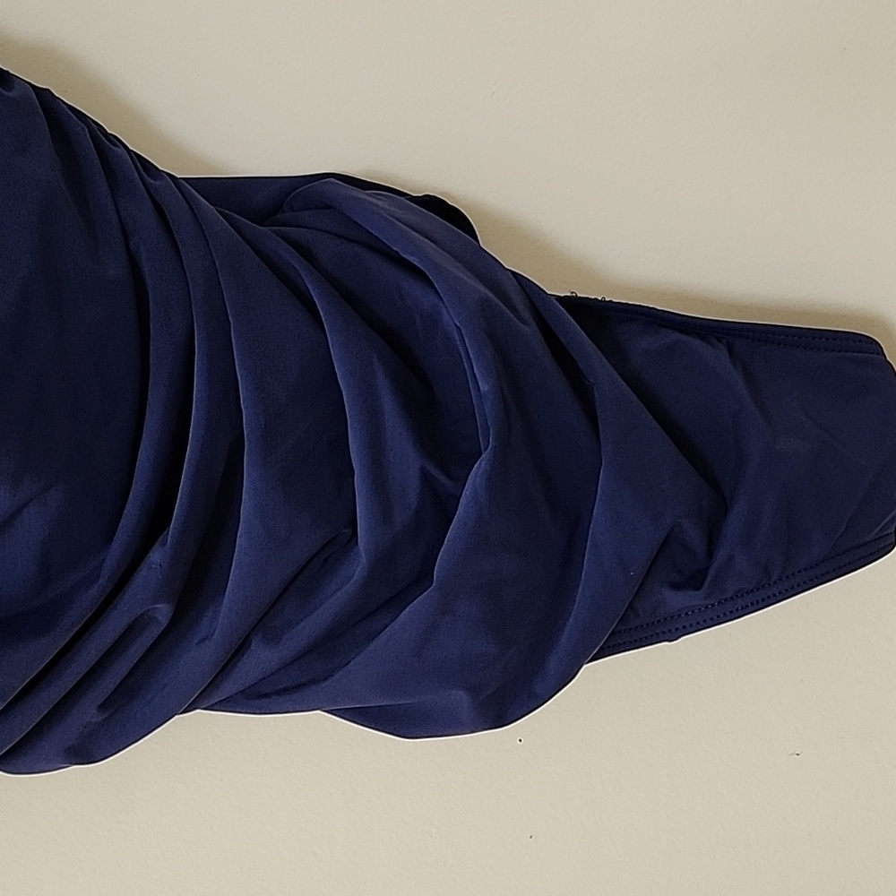 Miraclesuit CoastalSanibel OnePiece Swimsuit Sz 14DBlue Ruched Faux Wrap Slimmin - Picture 5 of 16